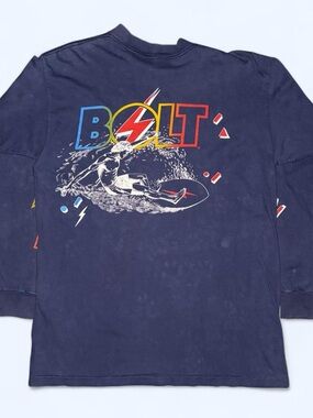 Vintage 90s Lightning Bolt Surf Long Sleeve Shirt Made in USA Large Sleeve Hits